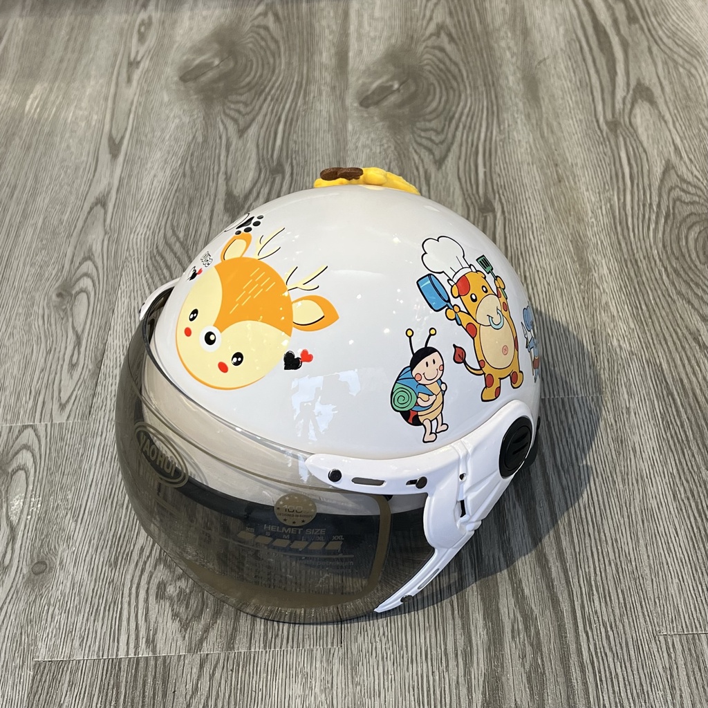 Mũ bảo hiểm trẻ em có kính cho bé ,nón bảo hiểm hình hươu cute cho bé từ 4-8 tuổi,hàng chính hãng bảo hành 12 tháng