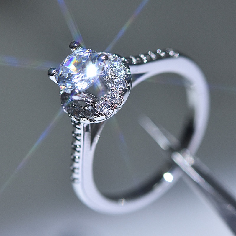 Nhẫn Đính Đá Zircon AAA Thiết Kế Sang Trọng Thời Trang Cho Nữ