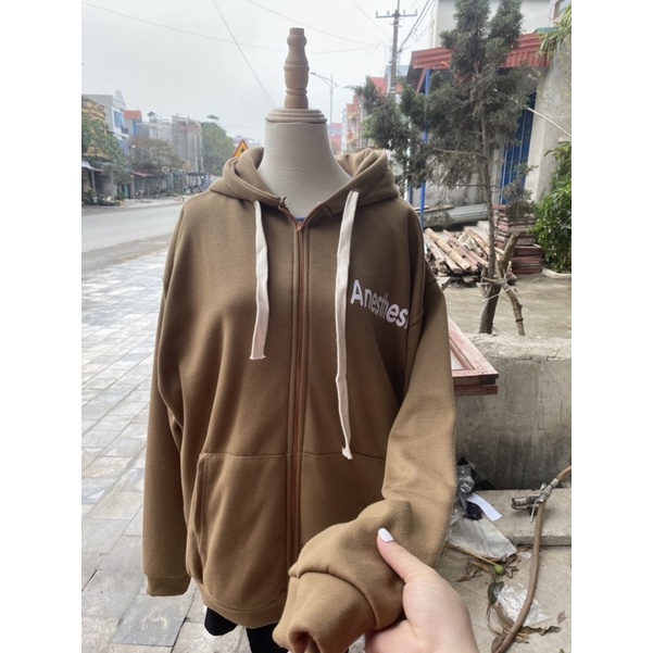 Áo khoác nỉ hoodie thêu chữ nâu tây taobao 2 lớp lót lông dày ấm (annstore_ảnh thật) | BigBuy360 - bigbuy360.vn