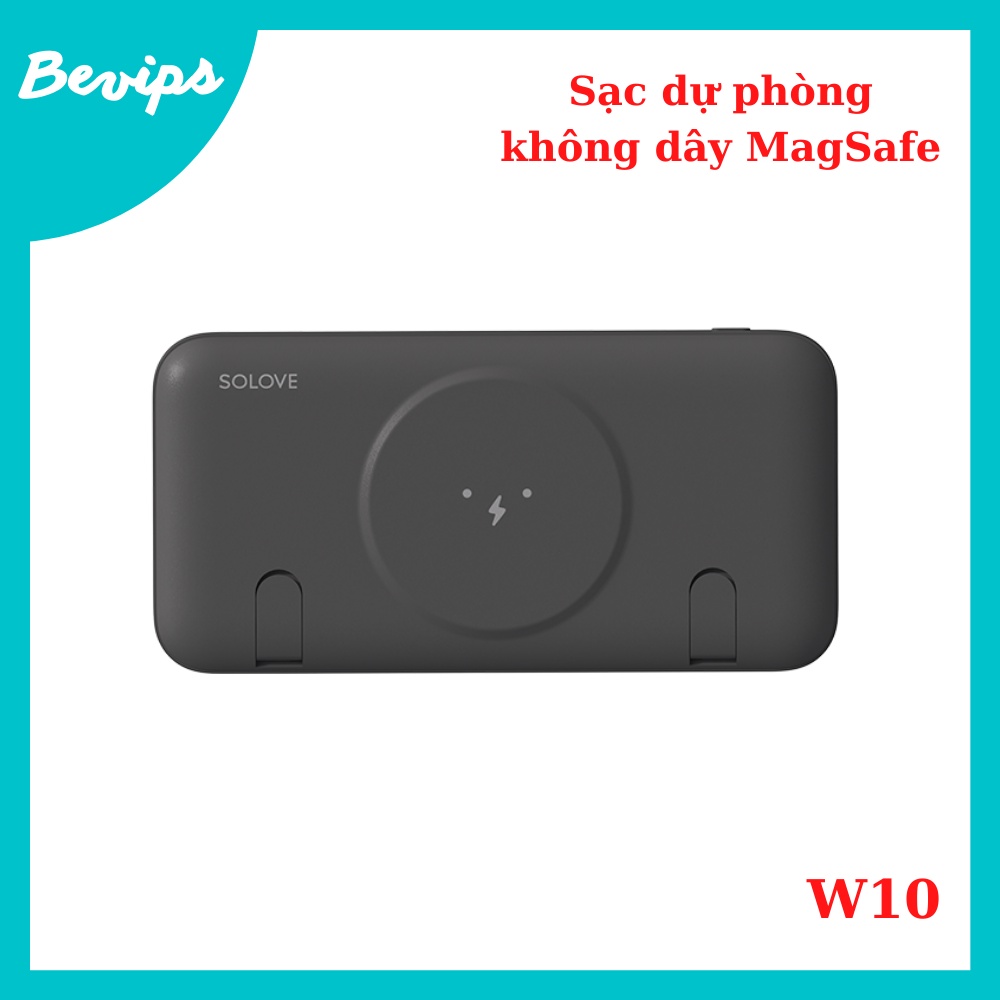 Sạc Dự phòng Không Dây MagSafe 10000Mah W10 - Sạc Nhanh Không Dây PD 15W - Sạc Nhanh Có Dây USB-A & USB-C QC 20W