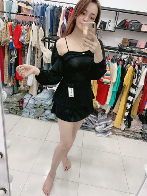 MUA 1 ĐƯỢC 2 - SET ÁO 2 DÂY KÈM CADIGAN LEN SIÊU XINH