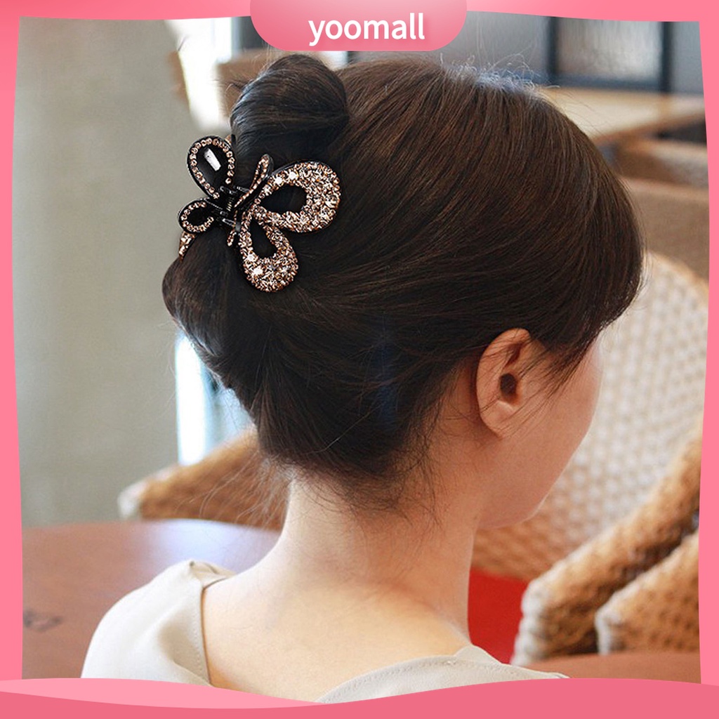 Yomall♡ Kẹp Tóc Càng Cua Đính Đá Hình Bướm Bằng Nhựa Cho Nữ