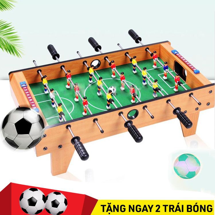Tặng 2 bóng - Bàn bi lắc bóng đá 6 tay bằng gỗ, bàn chơi đá bóng, bàn bi lắc...