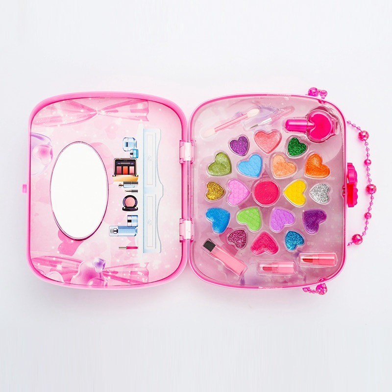 Bộ đồ chơi mỹ phẩm du lịch hộp trẻ em giả công chúa hồng trang điểm làm đẹp an toàn không độc hại
