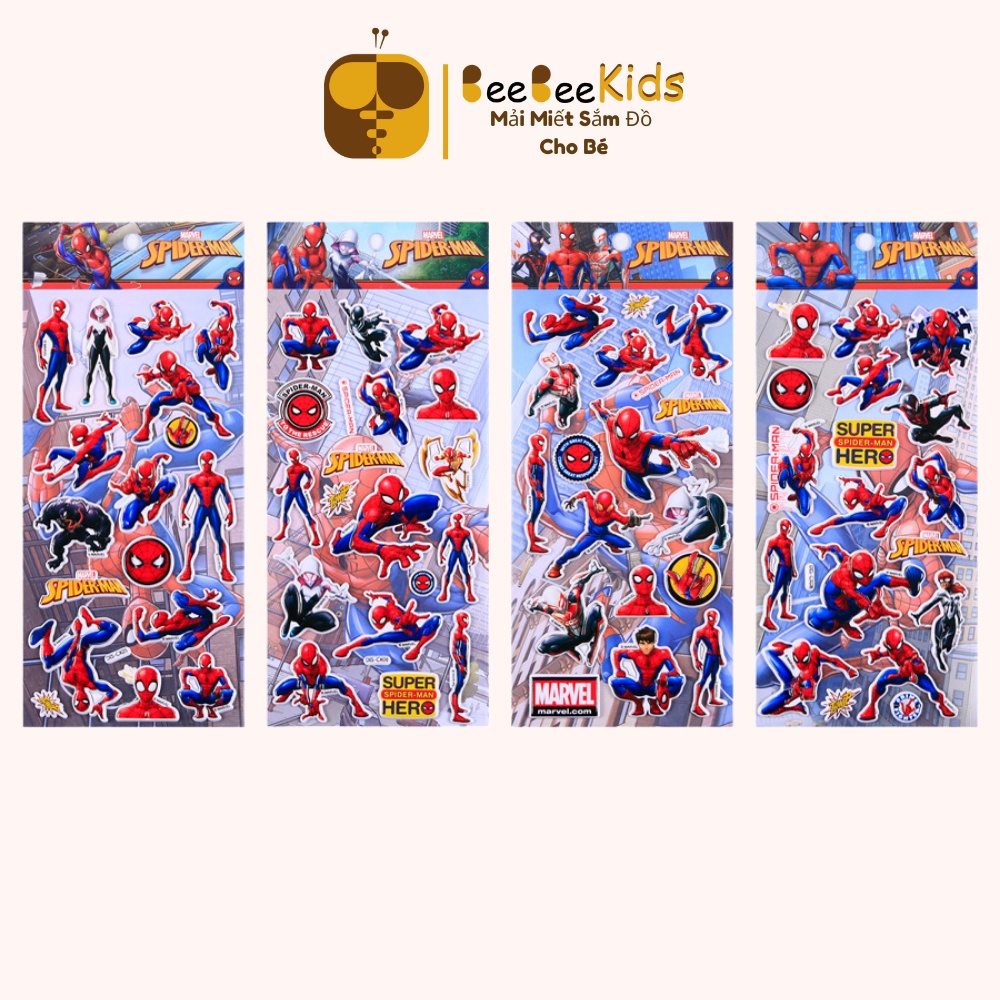 Sticker Cute Người Nhện Miếng Dán 3D Chống Nước Trang Trí Balo Điện Thoại Bàn Học Hộp Bút BEEBEEKIDS