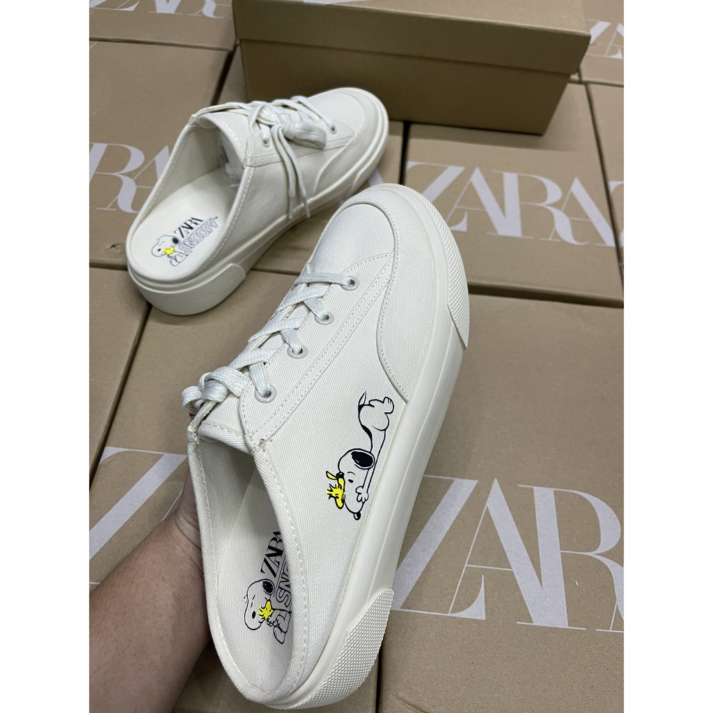 Giày Zar Snoppy 💙 FREESHIP 💙 Sục Lười Mickey Trắng - Giày Thể Thao - Thời Trang Nam Nữ