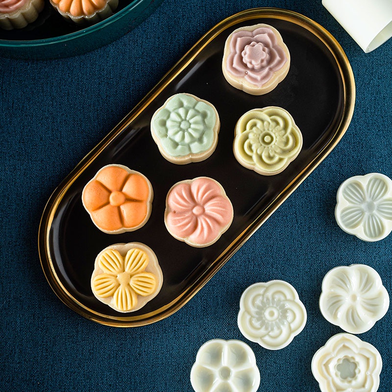 Khuôn Làm Bánh Trung Thu / Mặt Trăng / Bánh Trung Thu Hình Hoa 3d 6 Ô 50g Diy