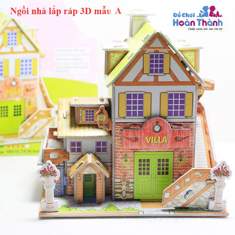 Đồ chơi lắp ráp trẻ em mô hình ngôi nhà 3D, câu đố giáo dục sớm
