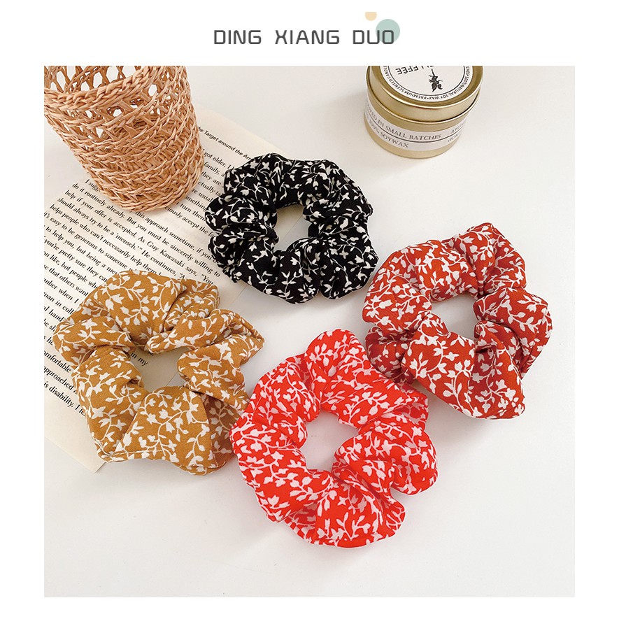 Dây Cột Tóc Cao Su Co Giãn In Họa Tiết Hoa Xinh Xắn Phong Cách Hàn Quốc Thời Trang Cho Nữ