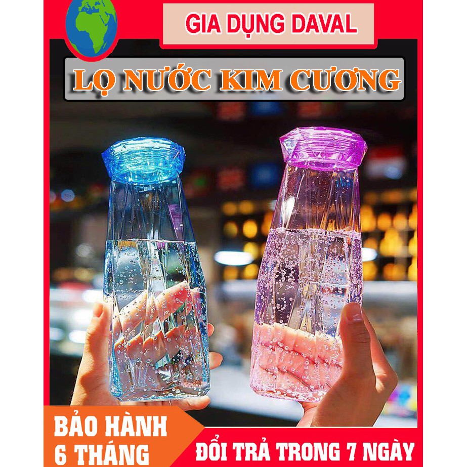 Bình nước Thủy Tinh Kim Cương Đựng Nước 500ml BT10- Chai nước kim cương -Lọ nước kim cương