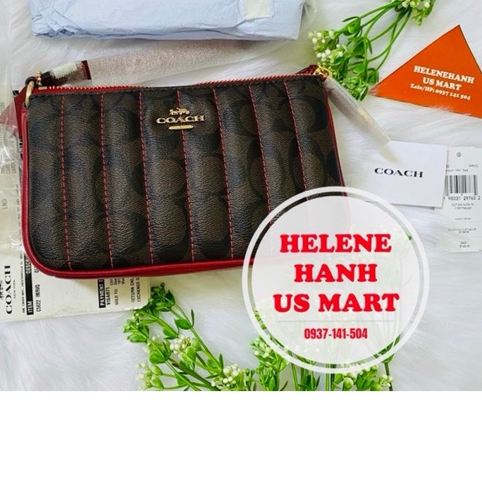 Túi đeo kẹp nách hiệu COACH vân nâu đỏ của Mỹ