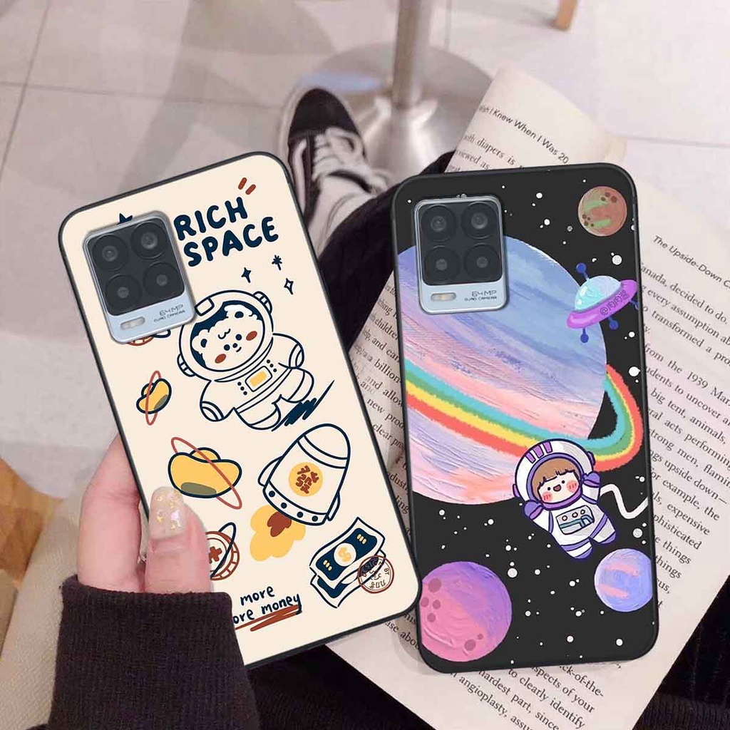 Ốp Realme 8 in hình vũ trụ, phi hành gia bầu trời cute dễ thương