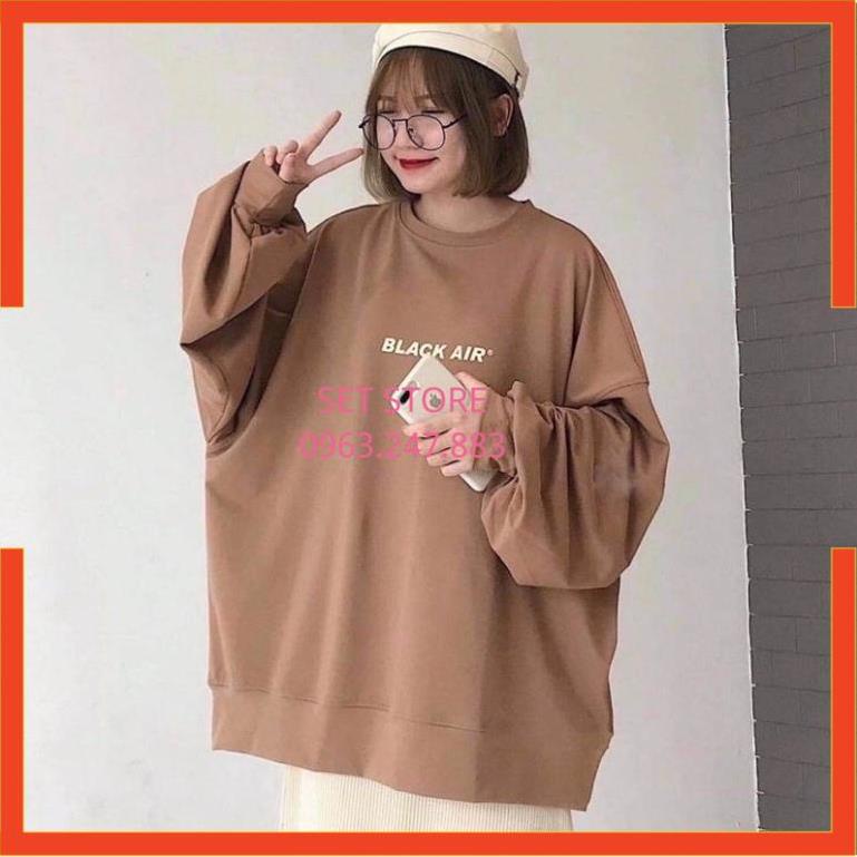 Áo sweater nam nữ, Áo nỉ cotton cổ tròn màu nâu in chữ Black | BigBuy360 - bigbuy360.vn