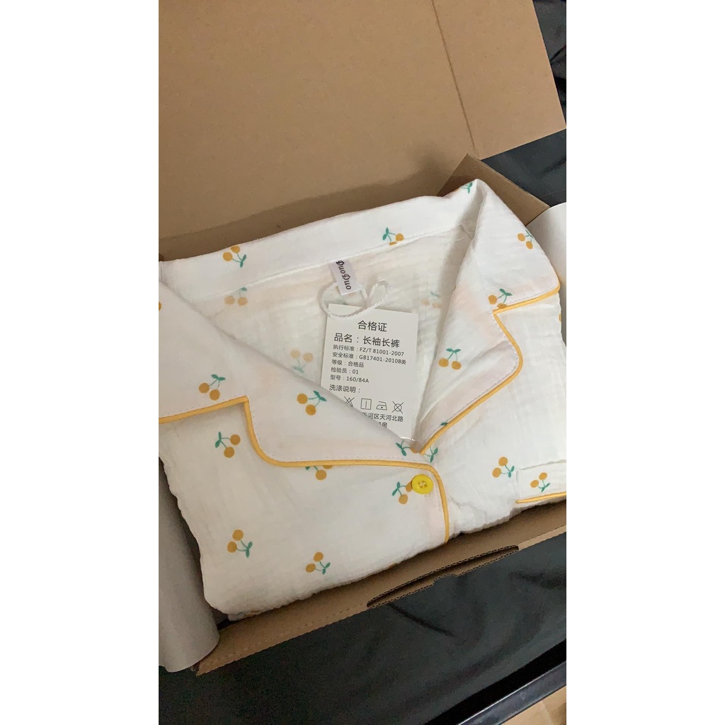[Order - có ảnh thật] Bộ đồ ngủ nữ mặc ở nhà chất xô muslin hình quả cam Ulzzang | BigBuy360 - bigbuy360.vn