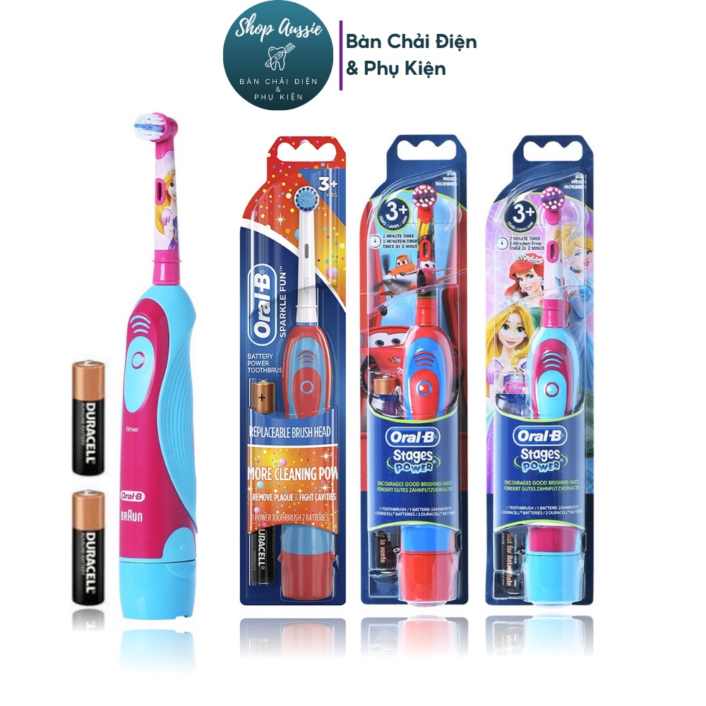 Bàn Chải Pin Cho Bé Oral-B Sparkle Fun & Stages Power - Bàn Chải Điện Oral B Trẻ Em Từ 3+, Dùng Pin AA