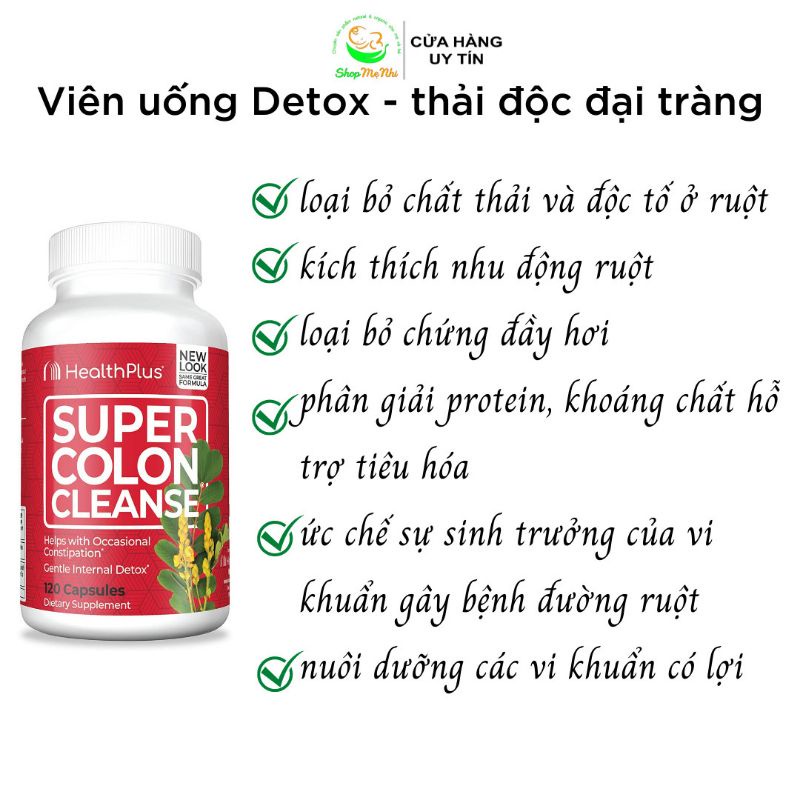 Viên uống thảo mộc Detox - thải độc đại tràng Super Colon Cleanse- Health Plus 60 viên.