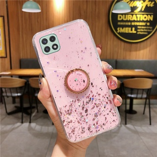 Ốp điện thoại TPU đính kim tuyến chống sốc có giá đỡ dạng vòng tròn nhẫn cho Samsung Galaxy A22 5g 4g A32 A52 A72