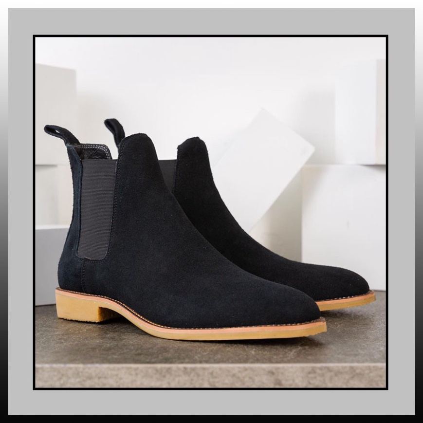 Giày Chelsea boots cao cổ thời trang nam chất liệu da lộn màu đen đế độn 3.5cm | BigBuy360 - bigbuy360.vn