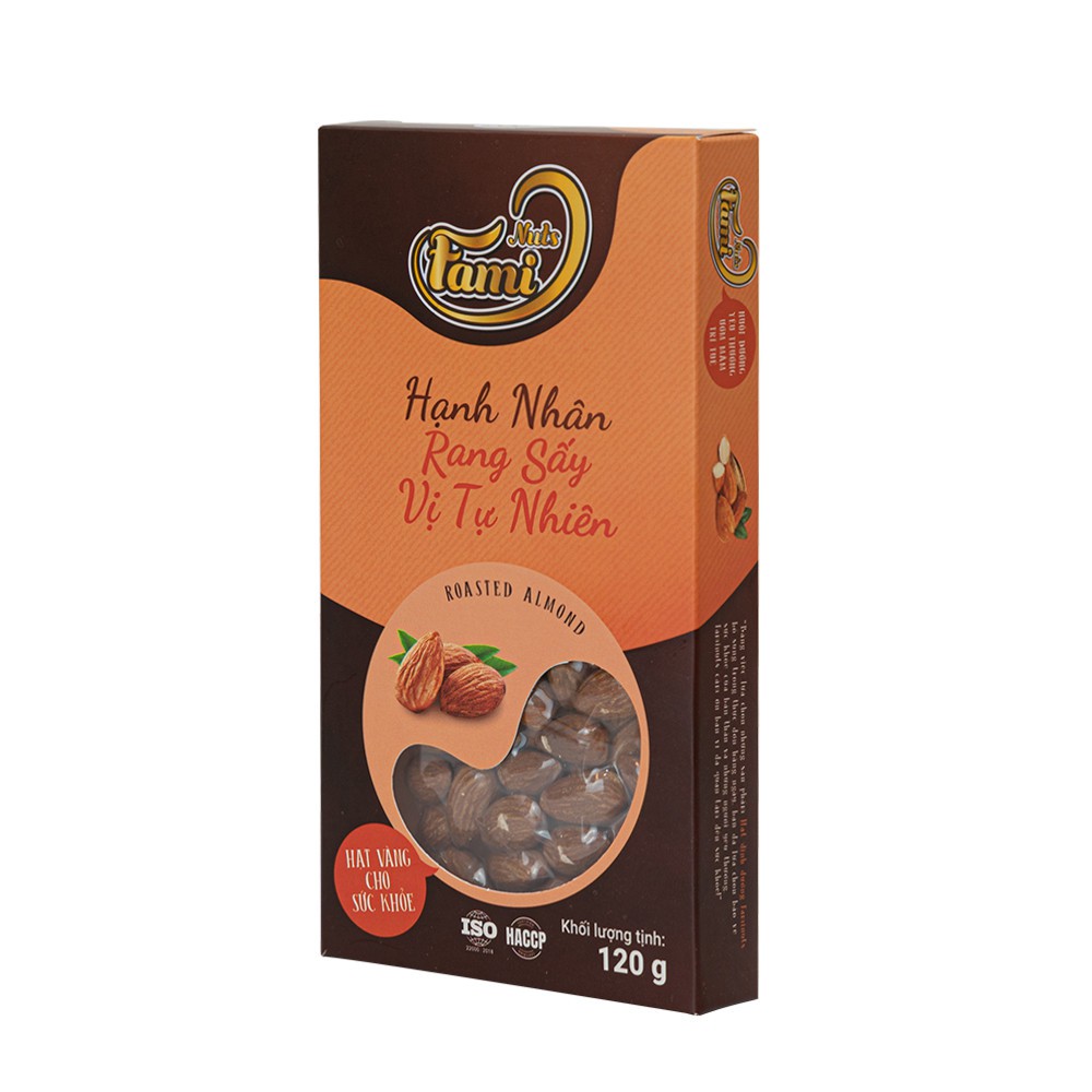 Hạt Hạnh Nhân Rang Sấy Vị Tự Nhiên  Hộp Giấy 120g - FAMINUTS