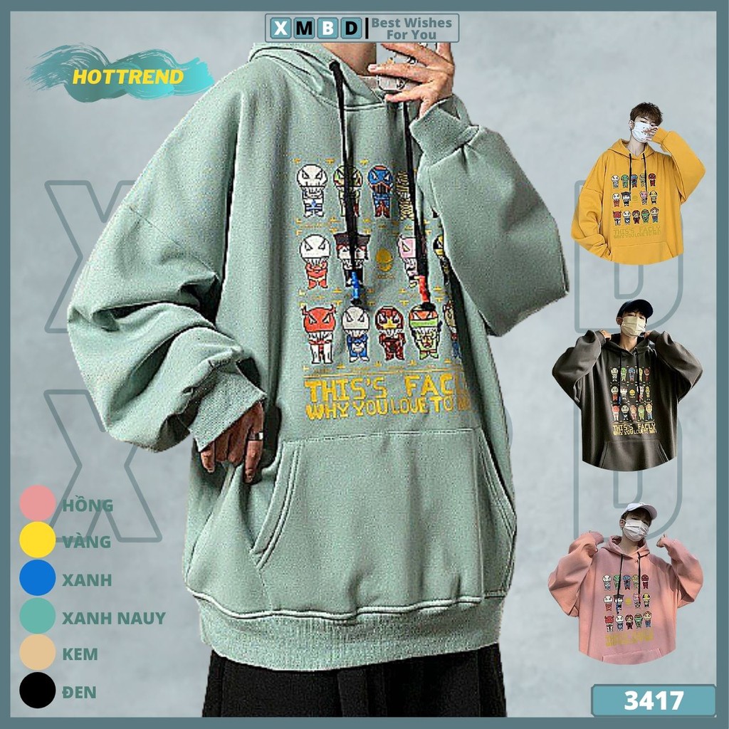 Áo Khoác Hoodie Nam Nữ Nỉ Bông Dày Dặn Form Rộng Unisex Áo Khoác Nỉ Hoodie Nữ Sweater Nam Nữ SIÊU ANH HÙNG - AK3417