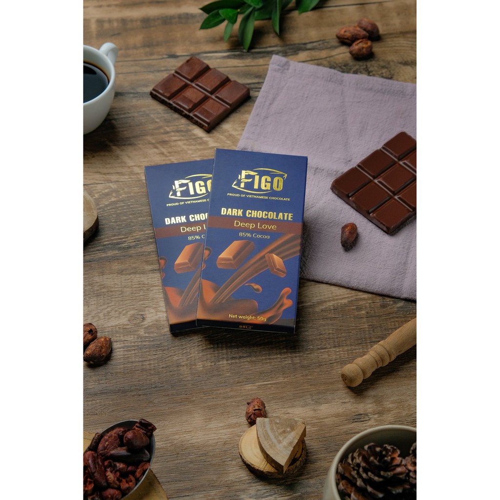 [SOCOLAKETO_DIET] COMBO 2 HỘP Kẹo Socola đen 100% cacao không đường 50g + Kẹo Socola đen 85% cacao ít đường 50g Figo