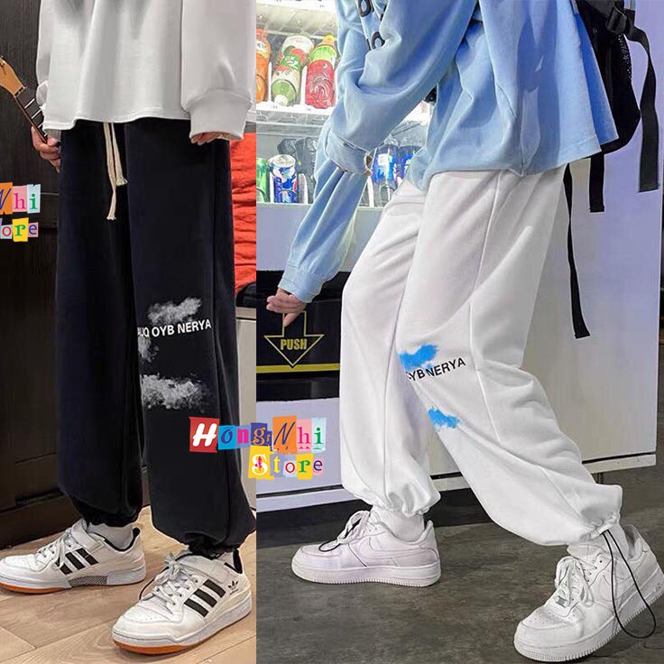 Quần Jogger Line Ulzzang Unisex Jogger Dây Rút Lai In Hình Ống Rộng Dài - MM