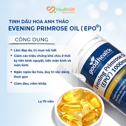 Tinh dầu hoa anh thảo Goodhealth EPO Evening Primrose Oil Cung cấp 1000mg GLA