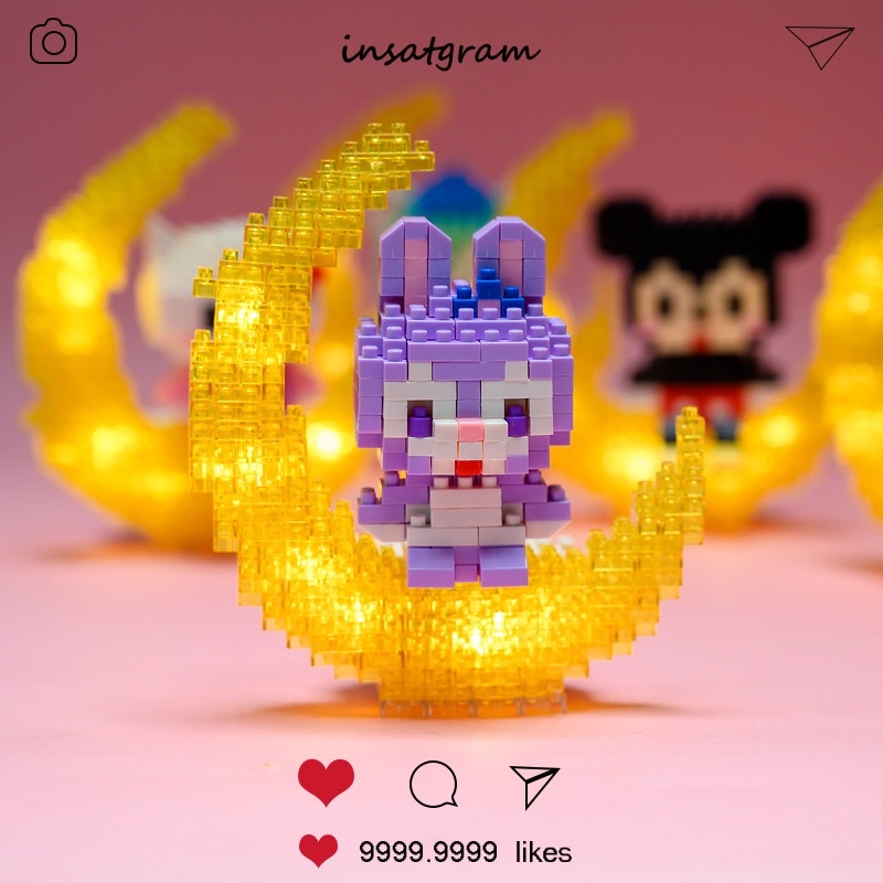Đồ chơi mô hình lắp ráp phi hành gia hình Cinnamoroll, Kitty, Thỏ Stella kèm đèn phát sáng 3D thông minh dành cho bé
