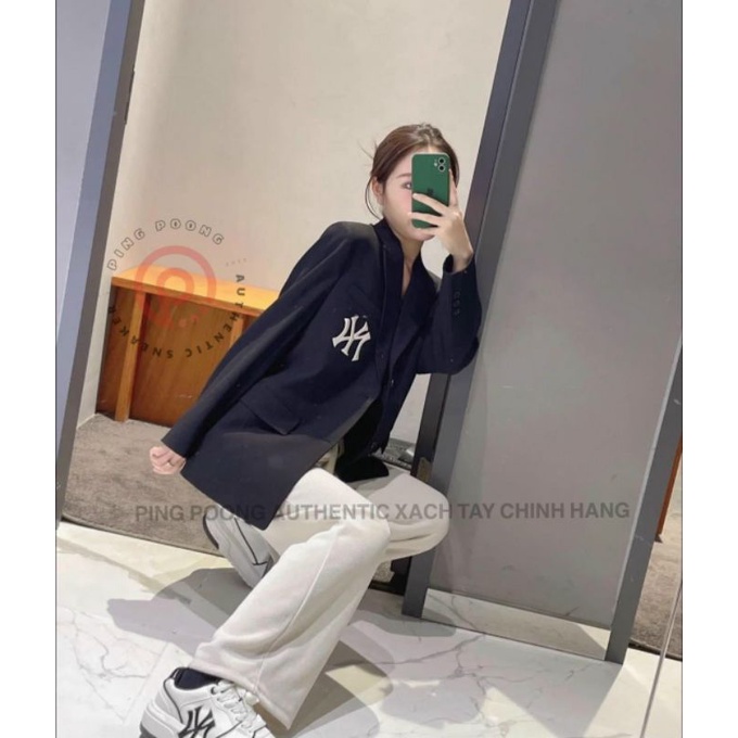 Áo khoác vest dáng dài thêu logo N.Y phong cách hàn quốc