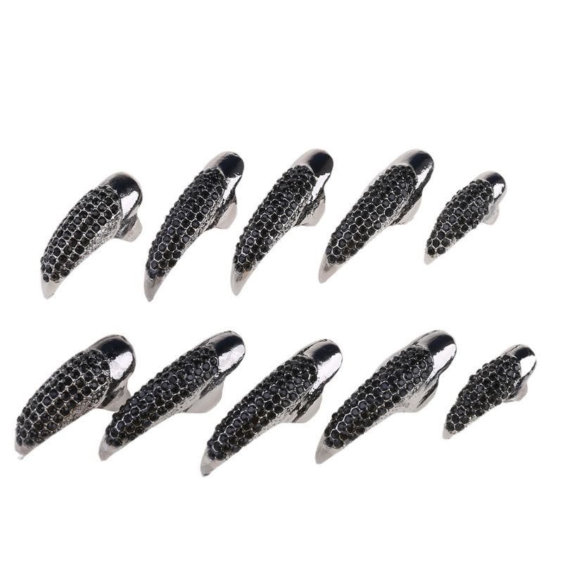 Set 10 Nhẫn Móng Vuốt Đại Bàng Phong Cách Gothic Cho Tiệc Halloween