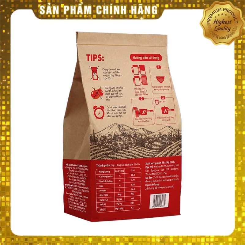 Đậu Lăng Đỏ Hữu Cơ cho bé ăn dặm - NON GMO, không Gluten, không Cholesterol 500gr - Organic Red Letils