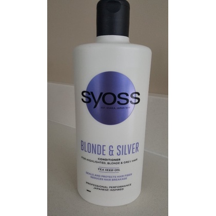 Dầu xả tím cho tóc bạch kim tóc vàng Syoss blonde and silver condioner 500ml