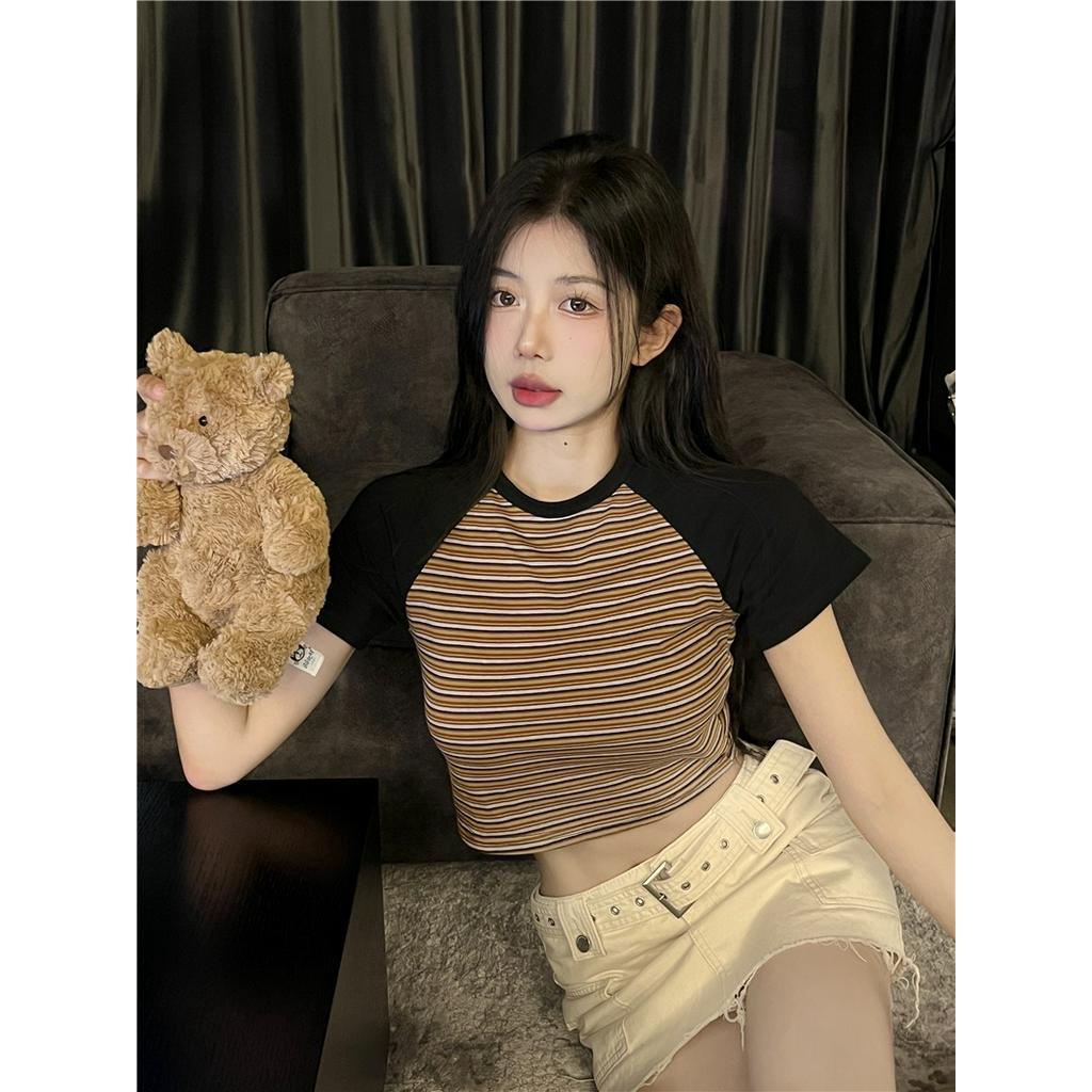 Áo Thun Tay Ngắn Cổ Tròn Họa Tiết Kẻ Sọc Phong Cách Mới Mùa Hè 62956