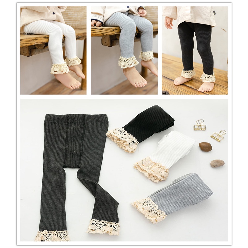 Quần Legging Phối Ren Mềm Mại Cho Bé Gái 0-4 Tuổi