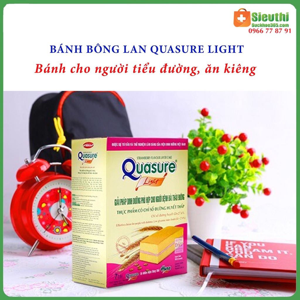 Bánh bông lan Quasure Light hương Dâu dành cho người tiểu đường ăn kiêng hộp 126g Siêu Thị Sức Khoẻ 365