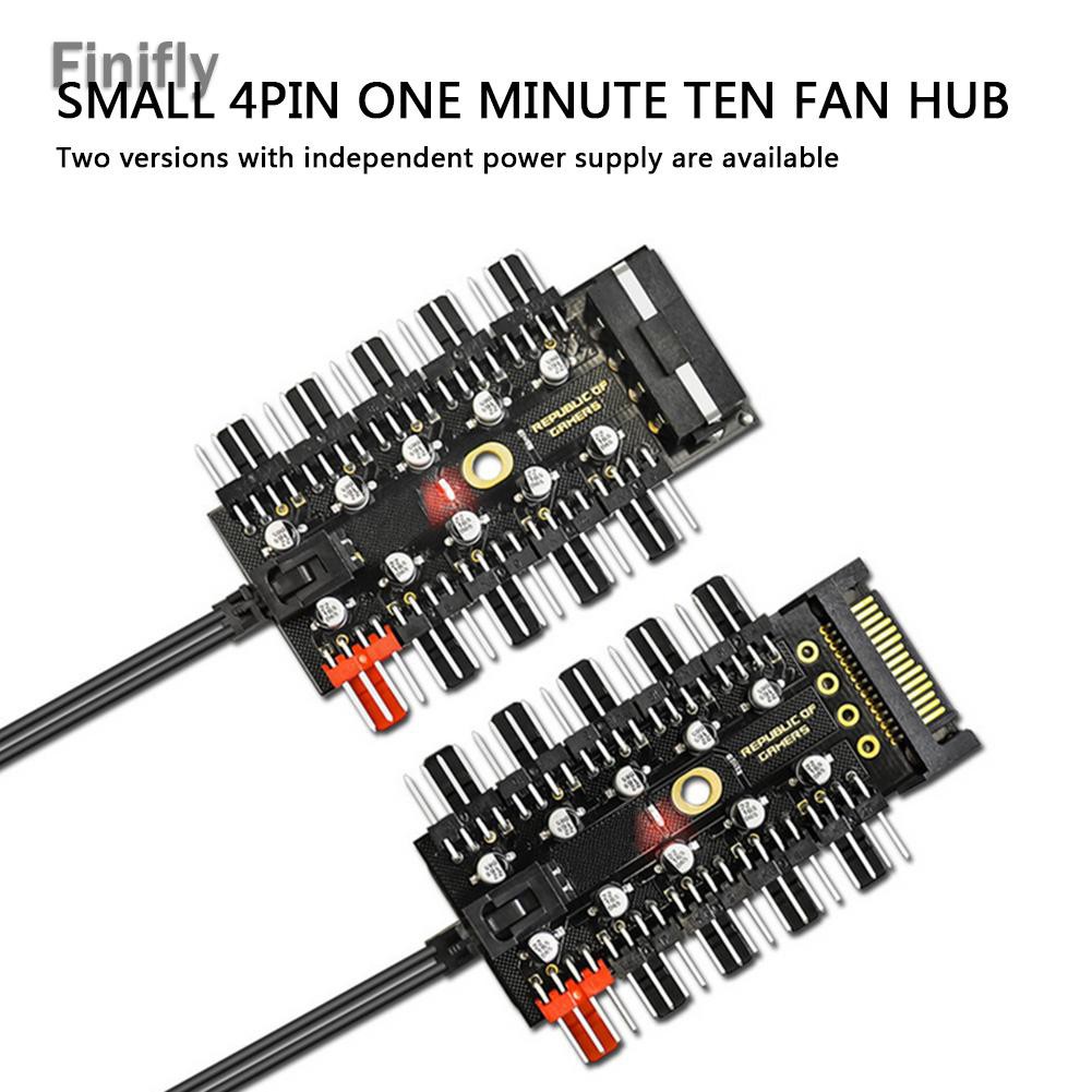 SATA Bộ Điều Khiển Tốc Độ Quạt Tản Nhiệt 4 Pin Finifly 1 Sang 10 4pin Pwm