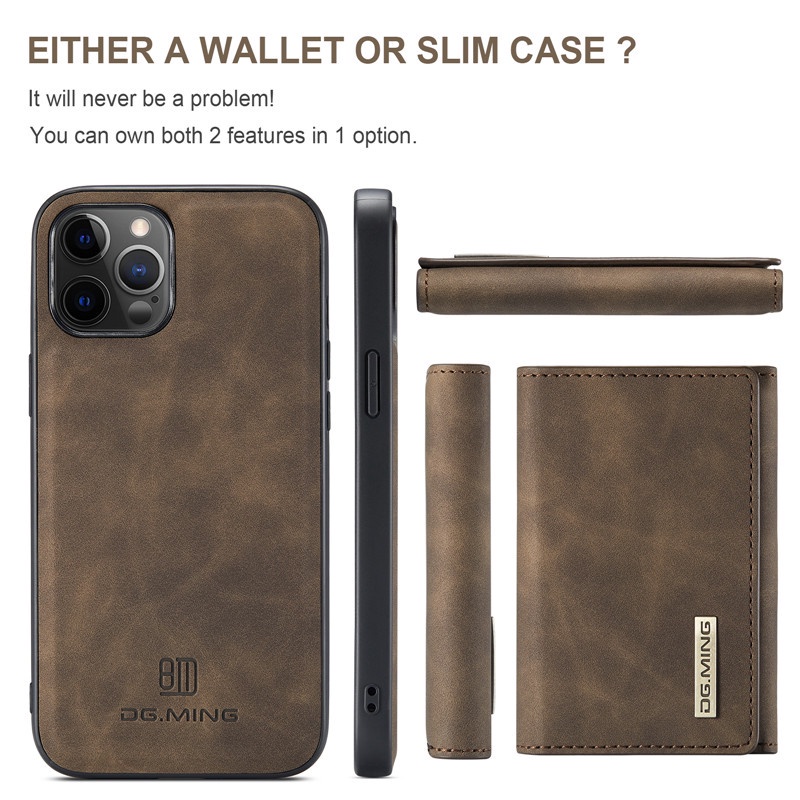 Bao da điện thoại dạng ví có ngăn đựng thẻ và sạc không dây thích hợp cho Iphone 7 8 Plus X Xr Xs 11 12 Pro Max Se2