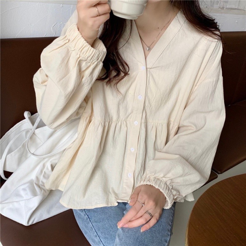 Áo thô đũi baby doll trơn màu basic Ulzzang style  Mazi Hàng Quảng Châu