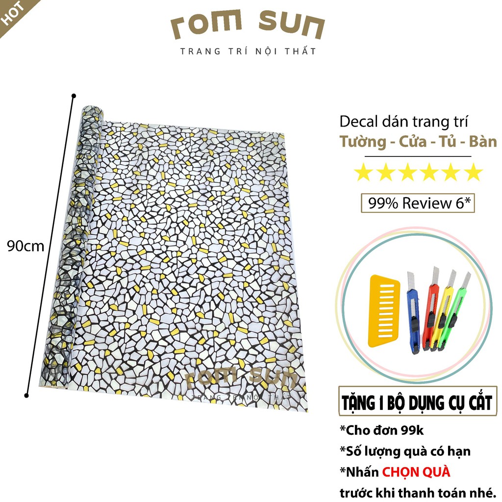 Khổ 90cm | Decal dán kính cửa sổ mờ phòng tắm, giấy dán cửa kính phòng ngủ,văn phòng,cửa sổ đen vàng