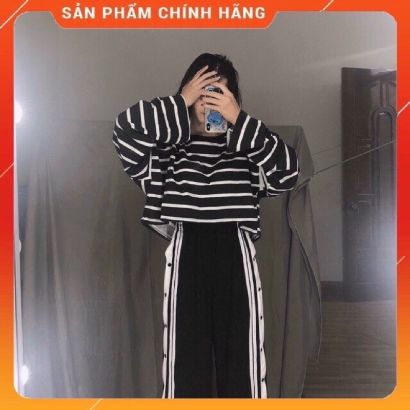 Áo croptop kẻ dài tay ống rộng