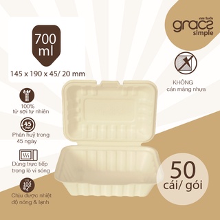 [HÀNG CHÍNH HÃNG] Hộp bã mía 1 ngăn (700ml) (GRACZ - THÁI LAN)