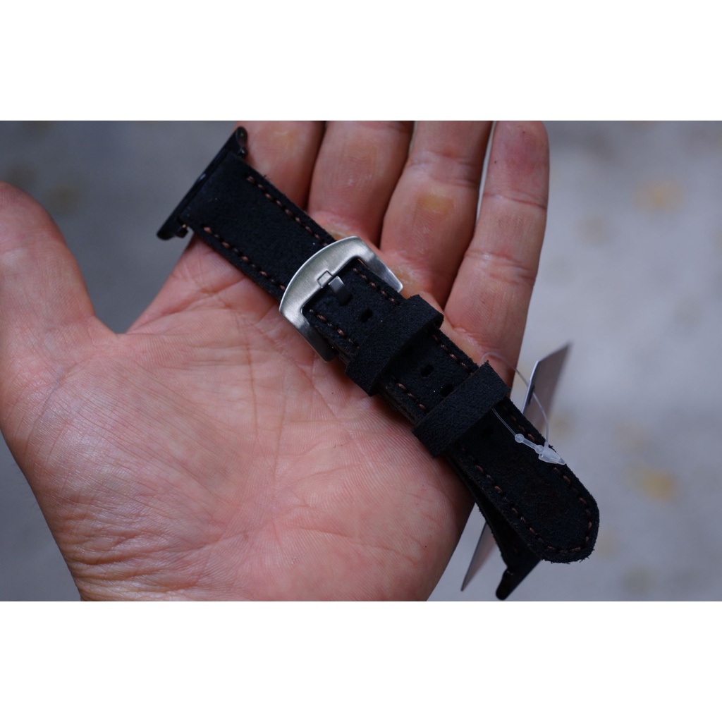 Dây đồng hồ Apple Watch , Iwatch , Iphone Watch Da Bò Thật Đen Tuyền RAM Leather Classic 1966  Bền Đẹp