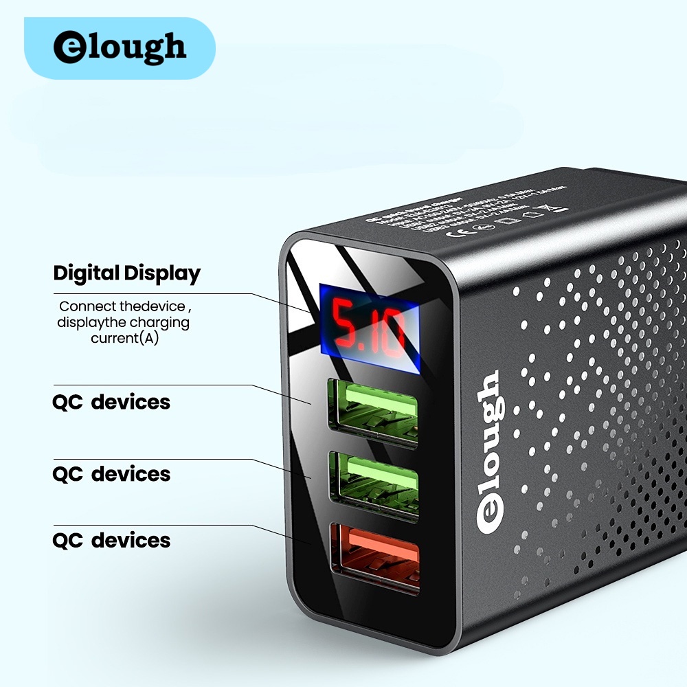 Cốc Sạc Nhanh QC3.0 4 Cổng USB Màn Hình Kỹ Thuật Số Cho IOS