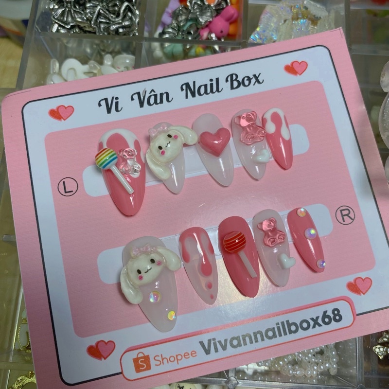 Nail box kẹo thỏ nhiều màu