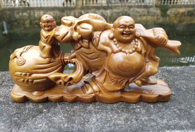 Tượng phật di lặc gỗ thơm BÁCH - XANH ngát mùi hương