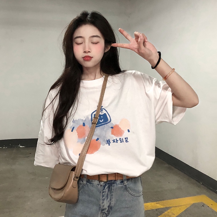 Áo thun tay ngắn dáng rộng thời trang mùa hè cho nữ