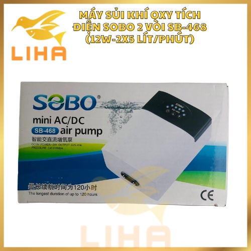 Máy Sủi Oxy Tích Điện 2 Vòi Sobo SB-468  - Sủi Oxi Cho Bể Cá