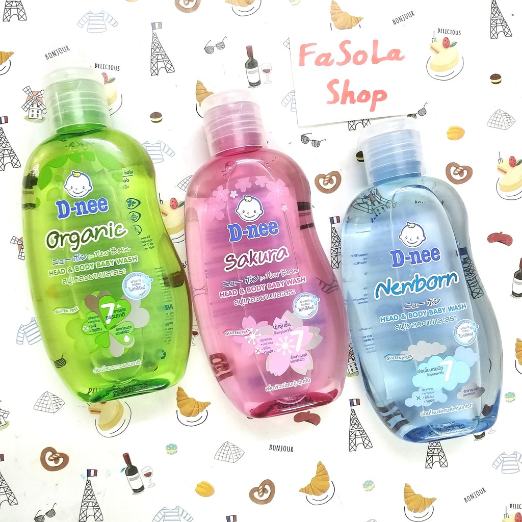 Sữa tắm toàn thân em bé D-NEE dnee Thái Lan 200ml / 380ml trẻ em sơ sinh newborn xanh hồng vàng head body top toe wash