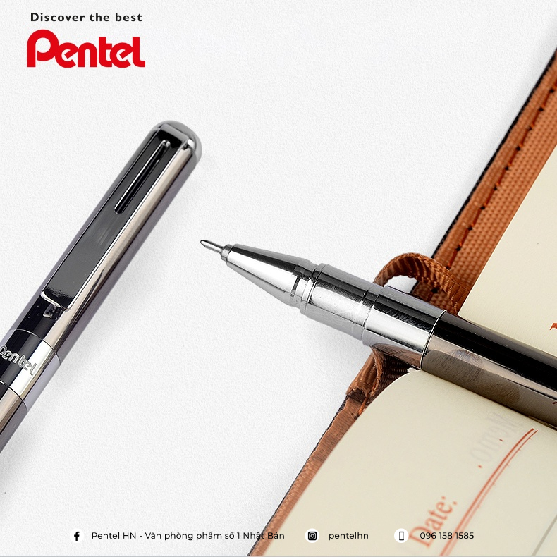 Bút Ký Cao Cấp Pentel BL625 Ngòi 0.5mm Mực Xanh | Thiết Kế Nhỏ Gọn | Vỏ Bút Bằng Thép Không Gỉ