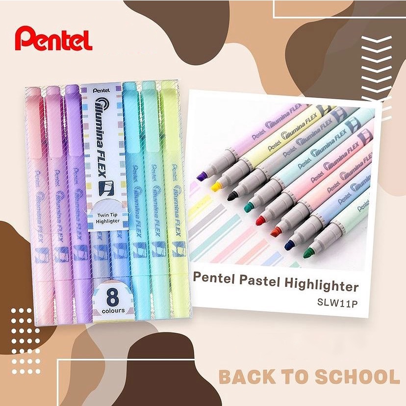 Bút Dạ Quang 2 Đầu Pentel Màu Pastel SLW11P Pentel Pastel Highlighter